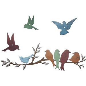 Metal Bird WallArt Birds on the Branch Decor Metal Sculpture Silhouette Ornament